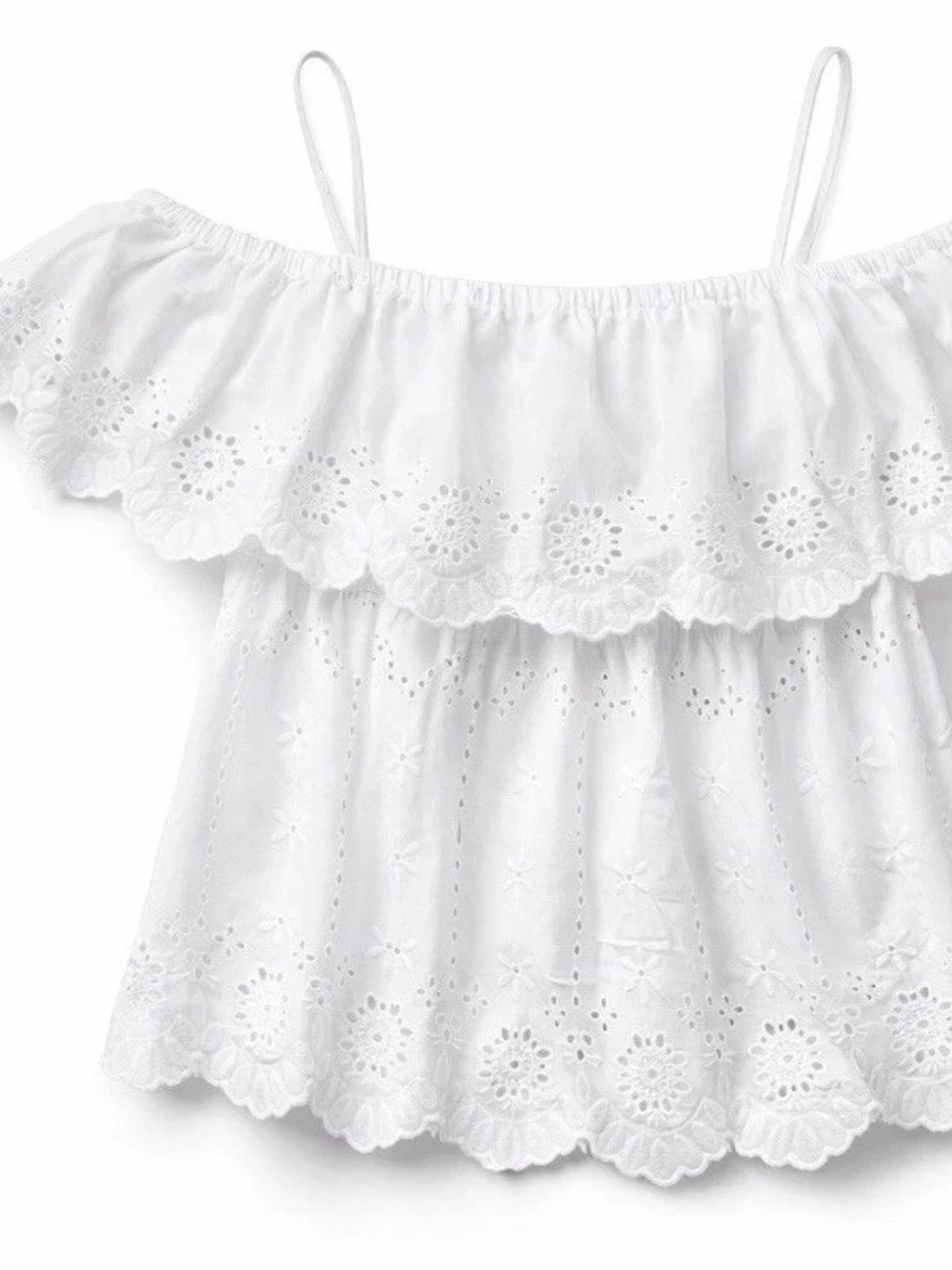 Old Navy White Off the Shoulder Eyelet  Blouses Shirt White Worn Once S